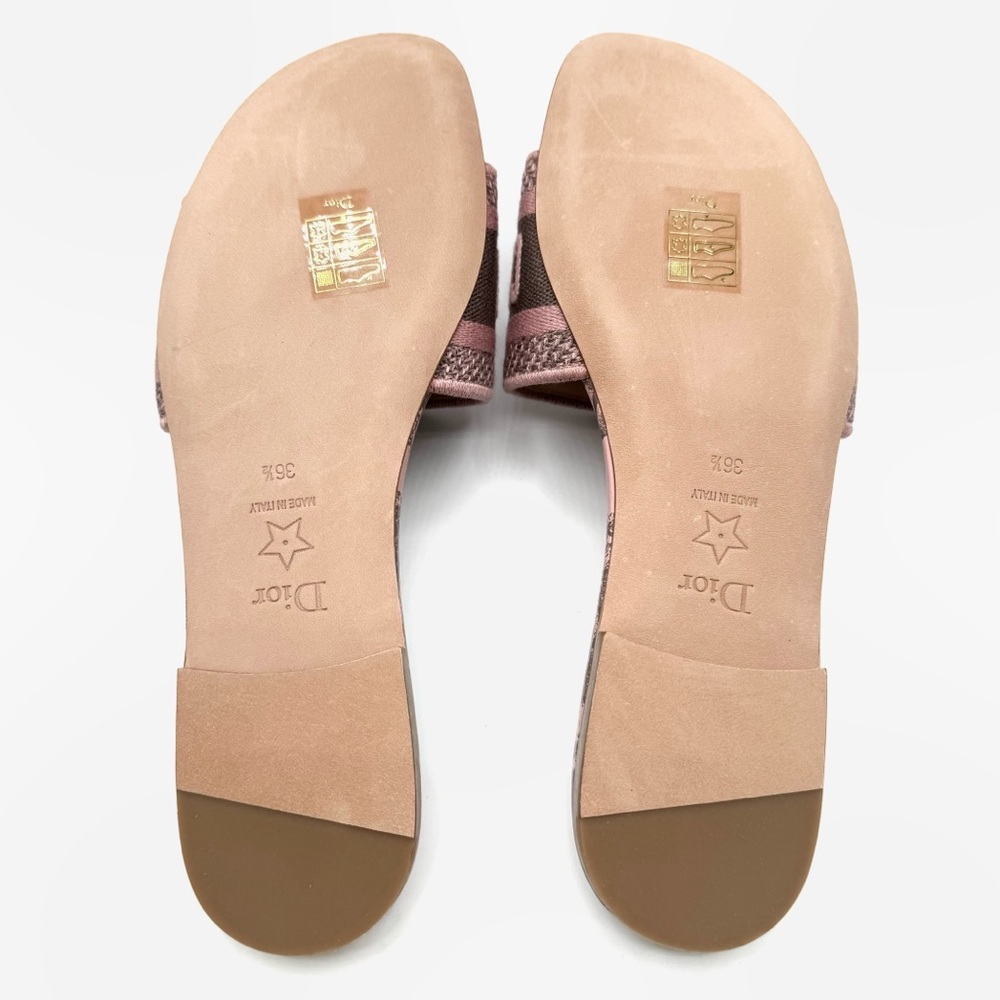 NEW Christian Dior Pink Purple Chateau Rose Dway Logo Flats Sandal Shoes - Picture 7 of 12